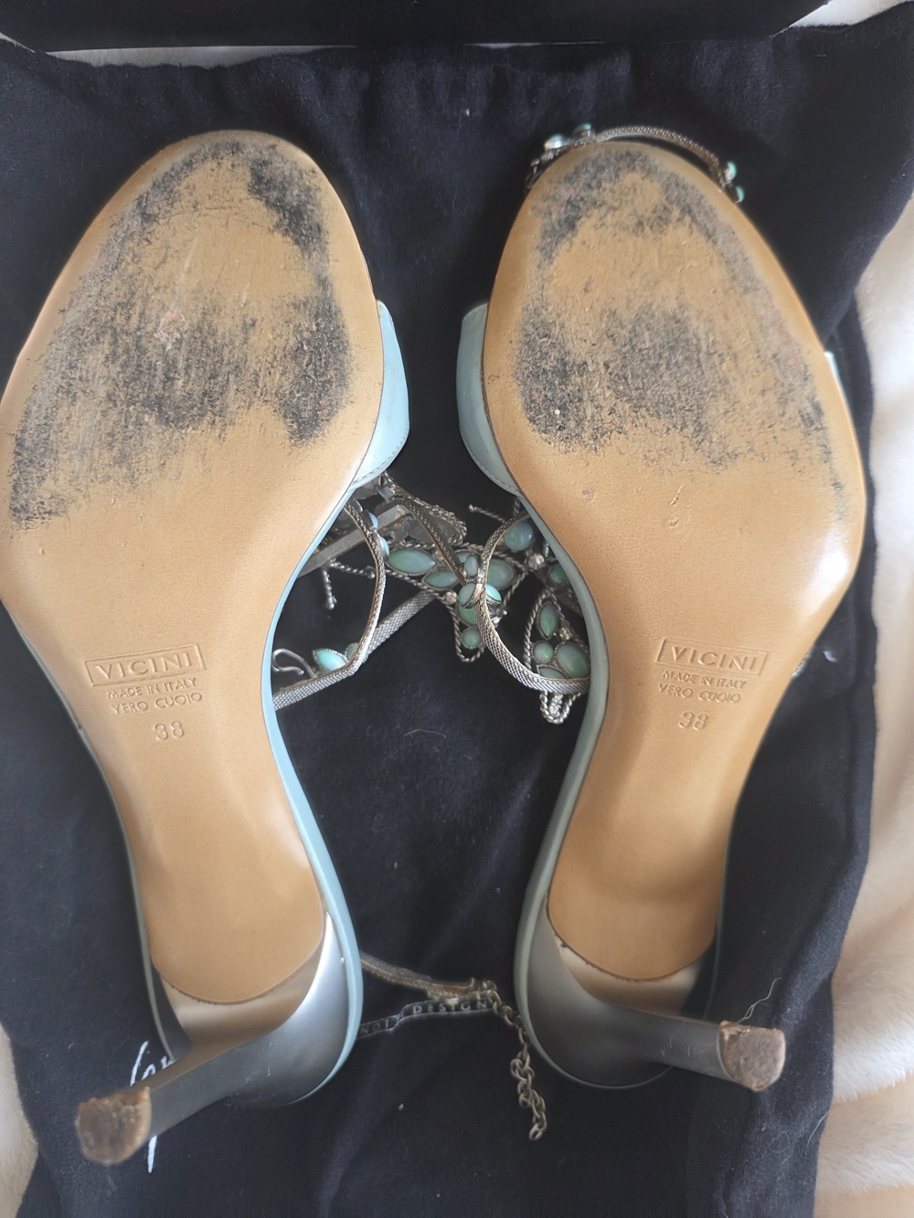 Giuseppe Zanotti  Butterfly Embellished Leather Sandals Sz 38 Fits 7.5 - 8 - Picture 7 of 13